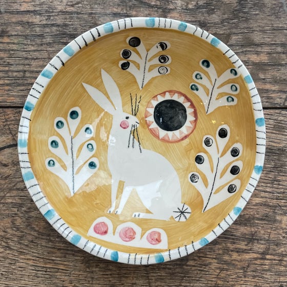 Image of Small hand painted earthenware bowl