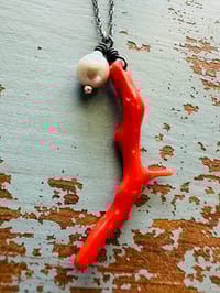 Image 8 of Athena . natural Italian coral and pearl necklace