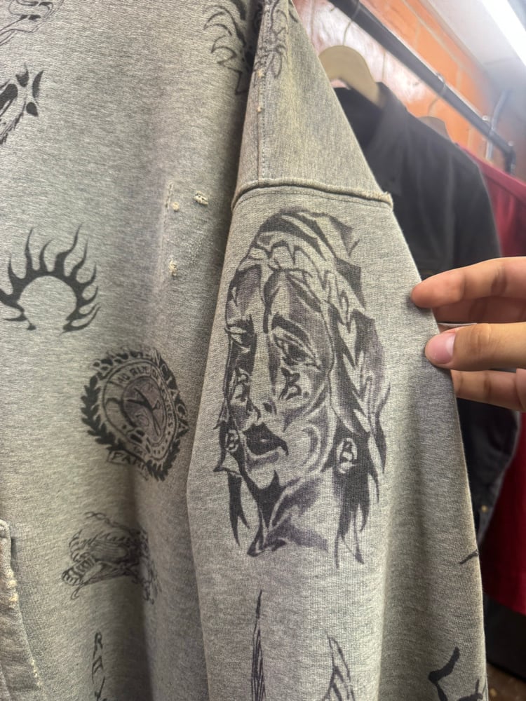 Image of Balenciaga Tattoo 2023 Gray Zip Up
