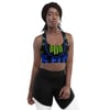 Black, Blue, and Neon Green Longline Sports Bra