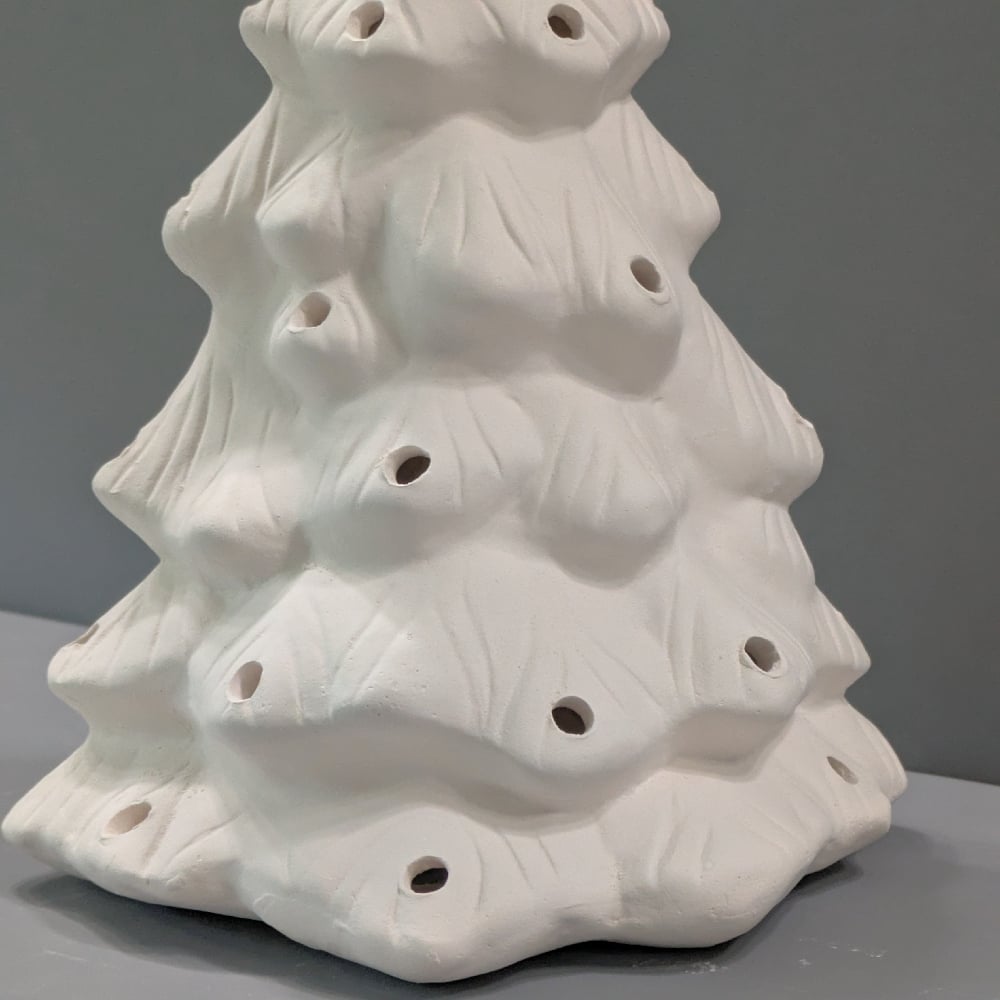 Image of Ceramic Bisque Ready To Paint Christmas Tree with Base Including Light Kit
