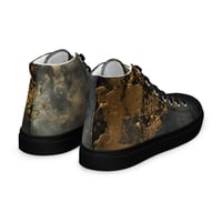 Image 16 of Tattered Look Goth Inspired Black, Gray and Gold Women’s high top canvas shoes