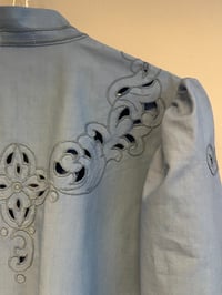 Image 11 of Blue puff sleeve shirt (l-xl)