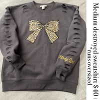 Medium Gray leopard destroyed sweatshirt *oversized