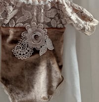 Image 3 of Newborn girl bodysuit for photoshoots | Audrey | brown