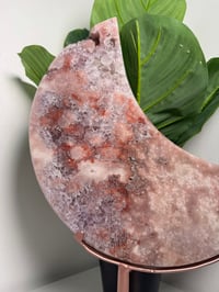 Image 4 of XL PINK AMETHYST MOON ON CUSTOM ROSE GOLD STAND -BRAZIL-