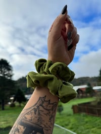 Image 1 of Green Velvet Ribbed Scrunchie