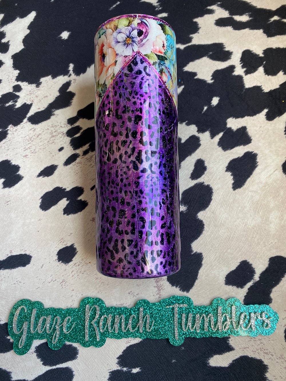 20 oz. Purple cheetah/skull/floral