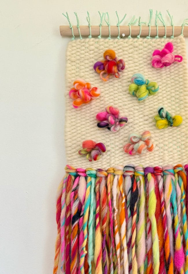 Rainbow candy pop!  Woven wall hanging.