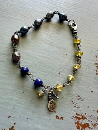 Image 6 of peacock pearl lapis and yellow garnet bracelet