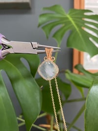 Image 3 of Gold Aquamarine Diamond Crystal Necklace