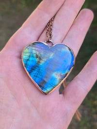 Image 4 of Electroformed labradorite heart necklace 02