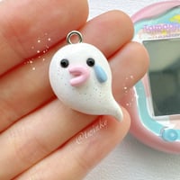 Image 2 of Tamagotchi Ghost Polymer Clay Charm