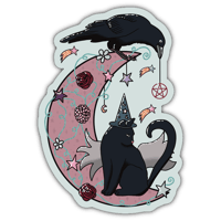 Image 1 of Wizard Cat & Crow - Sticker