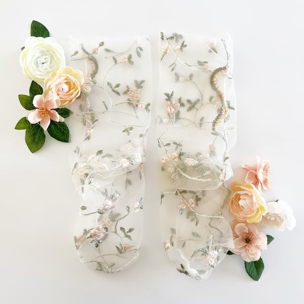 Image of Embroidered Floral Slouch Socks