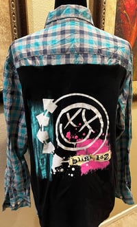 Vintage Blue/Gray/Black Cotton Shirt Blink-182 