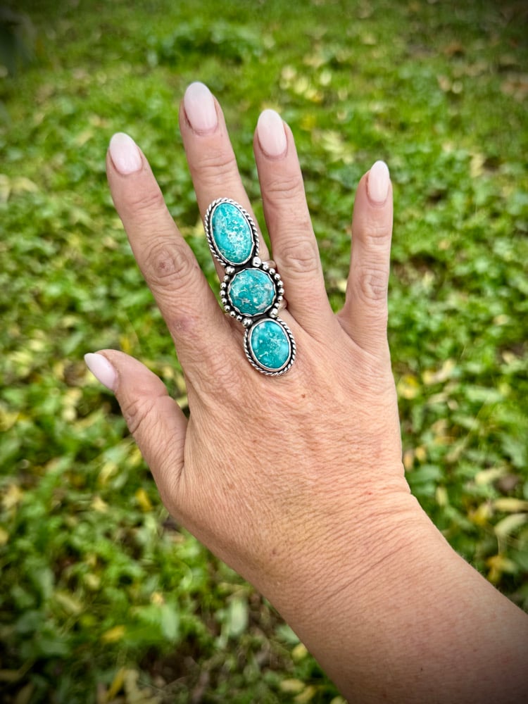Image of White Water Turquoise Ring - Adjustable