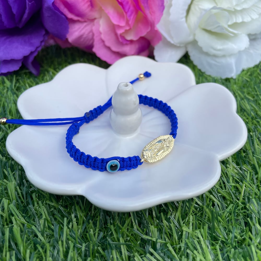 Virgencita blue bracelet with Evil eye