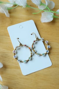 Image 1 of White Rainbow Seed Bead Earrings