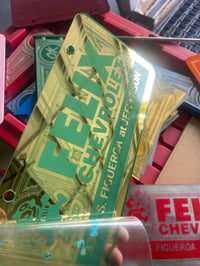 Image 2 of GOLD & LIGHT BLUE FELIX CHEVROLET ICONIC LICENSE PLATE