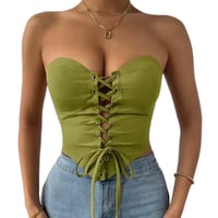 Image 2 of Black Strapless Corset Top for Women