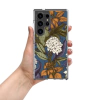 Image 3 of Art Nouveau Inspired Blue, Orange and White Boho Hippie Floral Sketch Clear Case for Samsung®