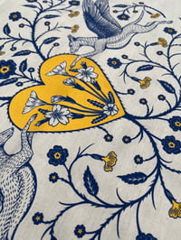 Image 3 of Flying hound tea towel in cobalt blue and marigold 