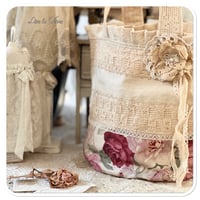 Image 1 of Antique Style Rose and vintage french lace Bucket bag 