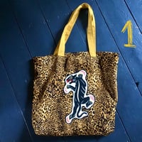Image 1 of Leopard print panther patch large shoulder bag