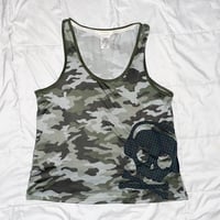 Image 1 of headphones skull tank top