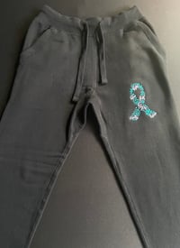 Image 2 of Cancer Ribbon/Awareness Joggers- Smaller Ribbon (Choose your Colors) 