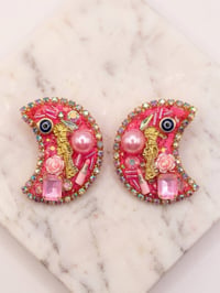 Image 2 of I AM The Altar Moon  Pink Santa Muerte Earrings