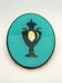 Image of Urn Oval Aqua/Black/Gold leaf 20cm