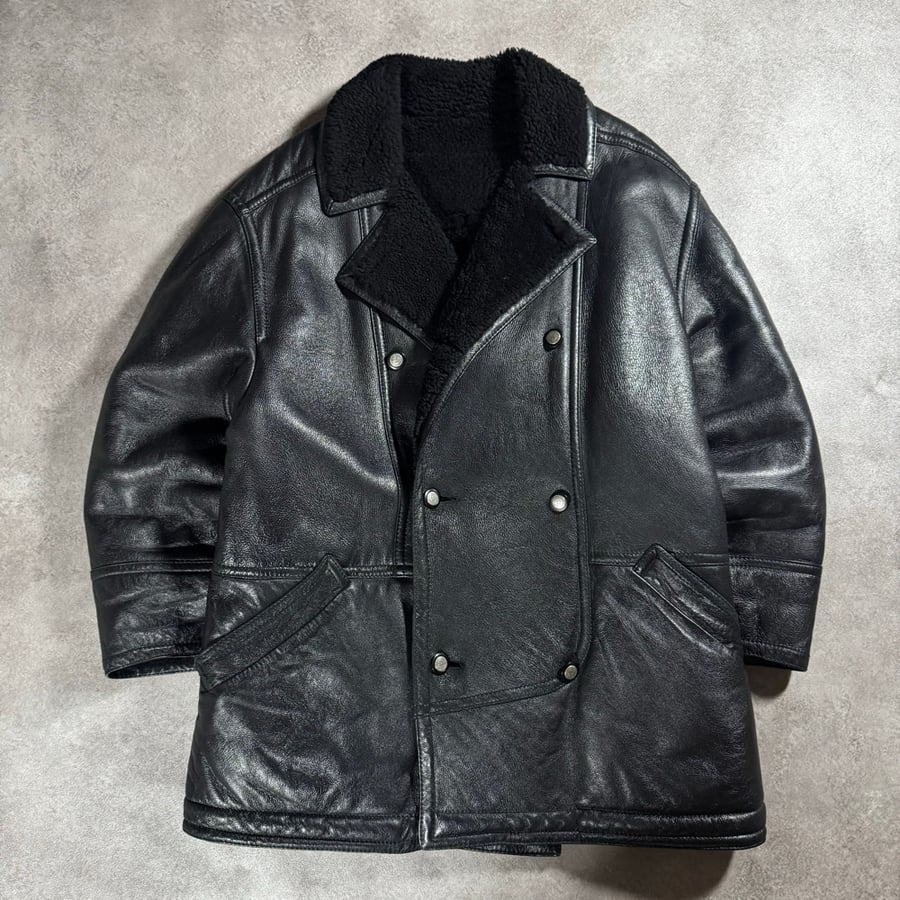Image of 1980s Valentino Leather Shearling Jacket, Size XL