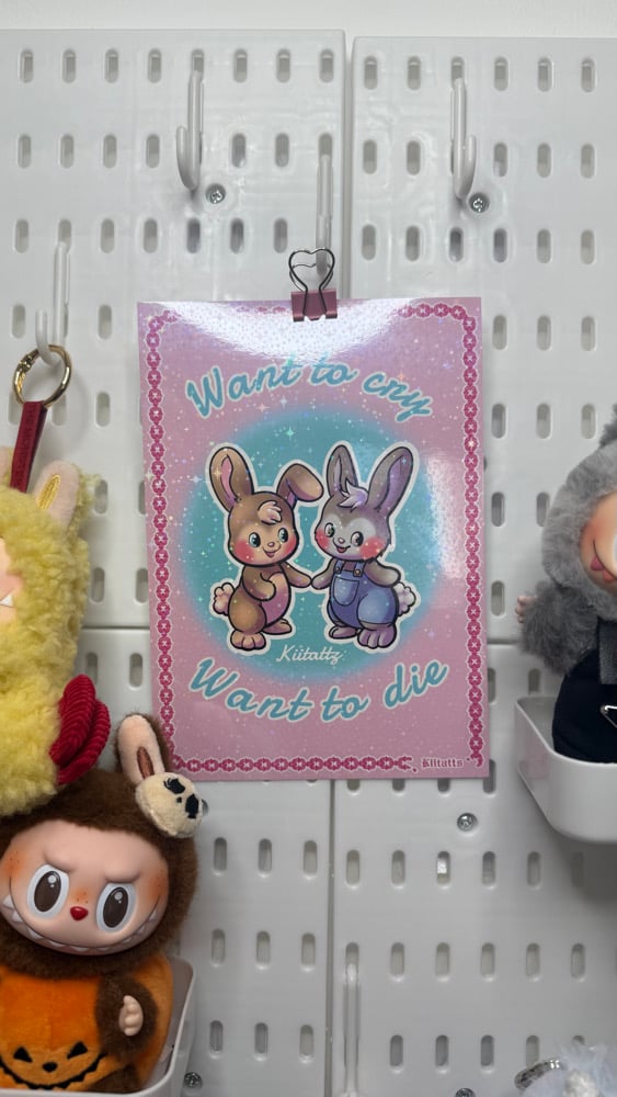 Image of A5 “Want to Cry Want to Die” HOLO SPARKLE Print 