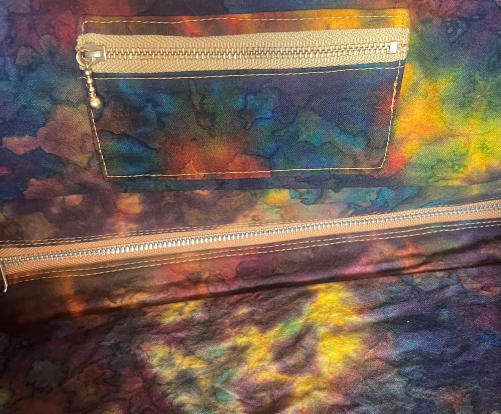 Image of Tie dye hand bag w zipper compartments  