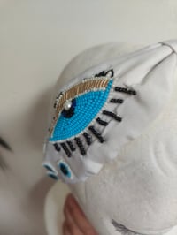 Image 4 of White Evil Eye protection Set- Bang and Headband