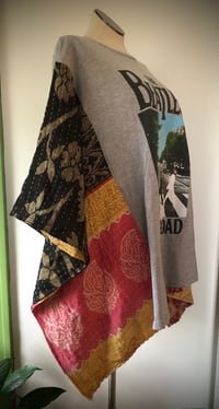 Image 3 of Upcycled “Beatles” vintage kantha quilt poncho