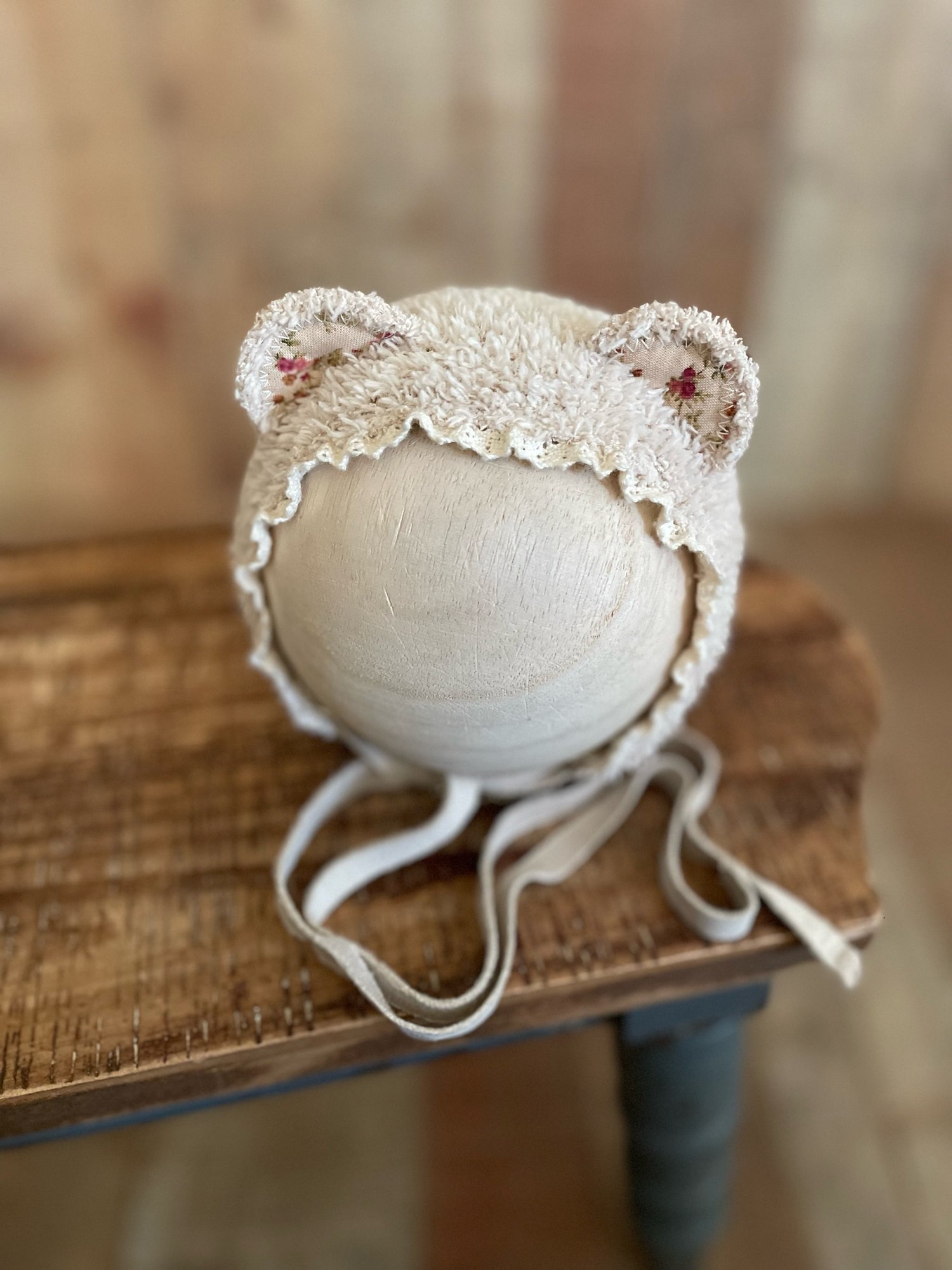 Image of Fluffy Bear Collection - Khaki with lace