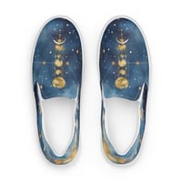 Image 2 of Celestial Constellation Night Sky Stars and Clouds Painting Men’s Slip-On Canvas Shoes