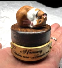 Image 2 of Custom Sleeping Hamster Mini Urn Handpainted To Your Photos
