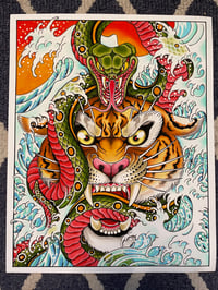 Image 1 of 16x20 Tiger and Snake Giclee Print