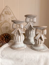 Image 2 of Ceramic Bow Candle Holders ( Set or Singles )