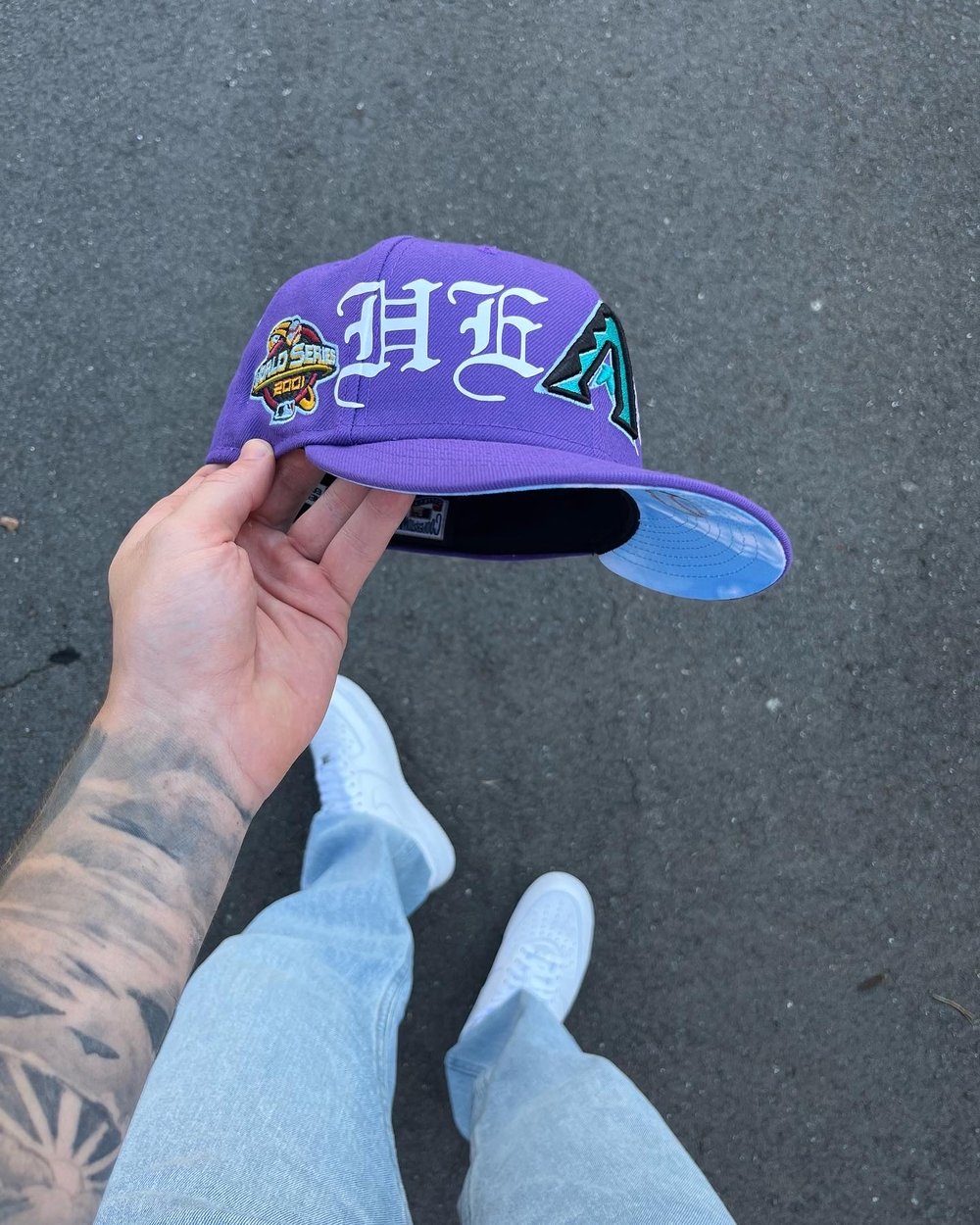 Image of SKY BRIM HEAVY HEART ARIZONA DIAMONDBACKS CUSTOM FITTED 