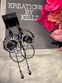 Image 1 of Medium Hoop Ravens Life Earrings 