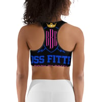 Image 3 of BOSSFITTED Black Neon Pink and Blue Sports Bra