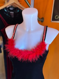 Image 2 of Velvet Vixen Red Feather Mini Dress S/M