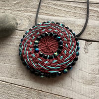 Image 1 of Woven Medallion - Turquoise & Garnet