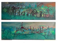 Image 1 of Atmospheric Oil Abstract Diptych
