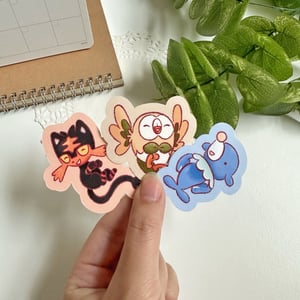 Image of Gen 7 Starter Pokémon Waterproof Stickers